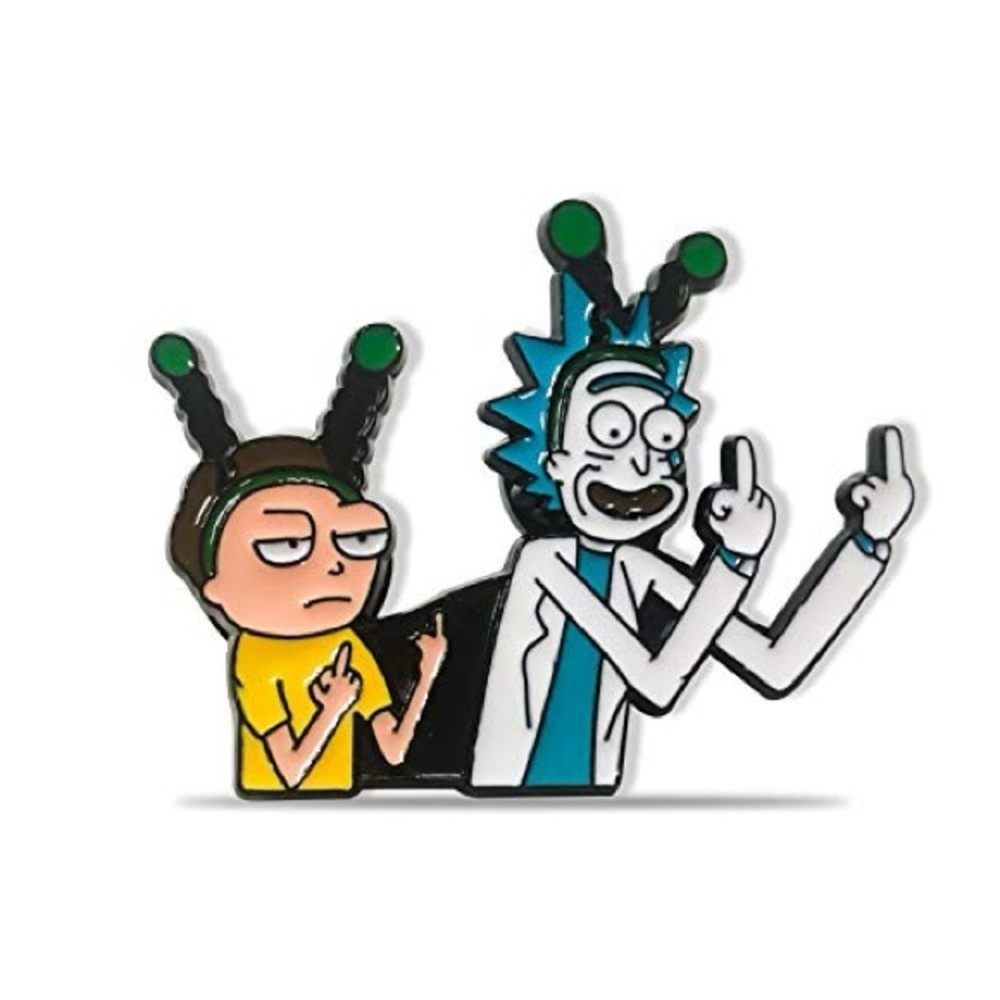 Funny Rick and Morty Pin Cartoon Geeky Weirdcore Sci-Fi Enamel Brooch